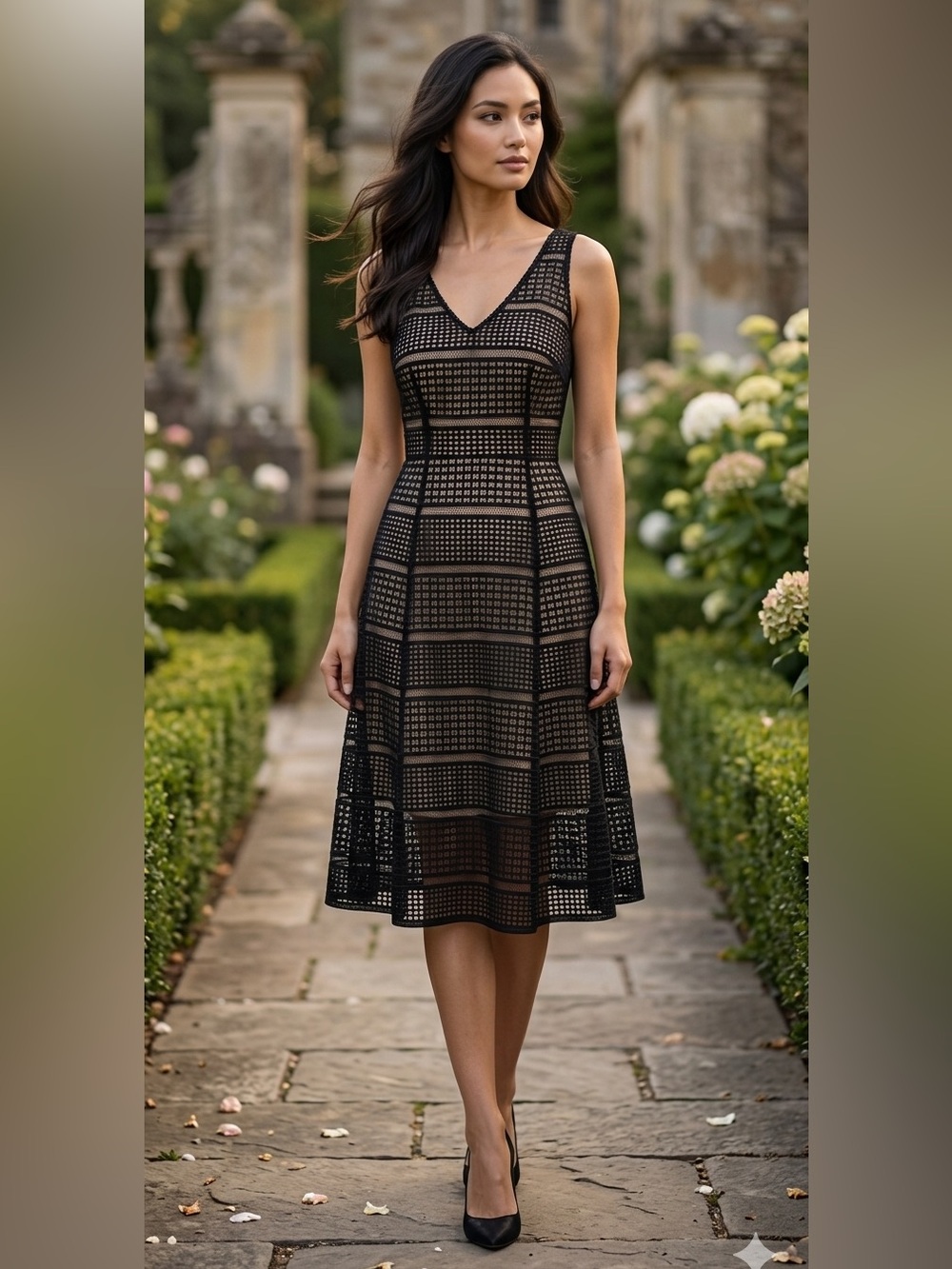 White House Black Market Eyelet Lace Dress Fit Flare White Size 0
